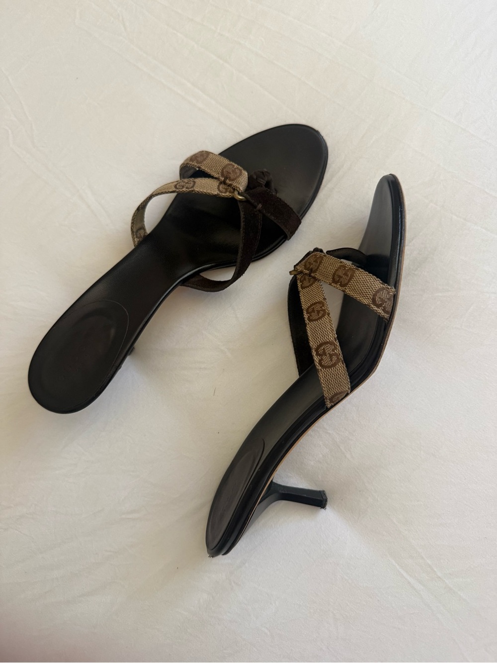 Gucci Tom Ford era vintage brown mules on a kitten heel